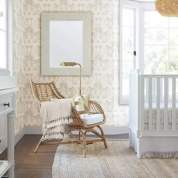 Serena Lily macrame fringe crib skirt, white, excellent condition